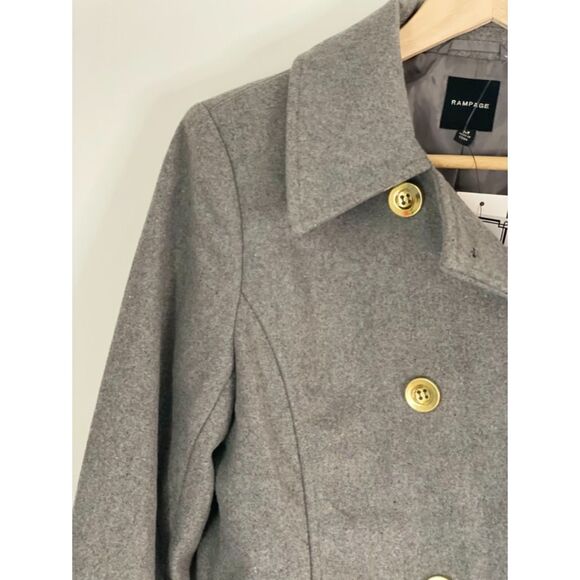 Rampage Women's Classic Pea Coat Gray Size Small-Medium New w/tag k35 - Picture 4 of 15